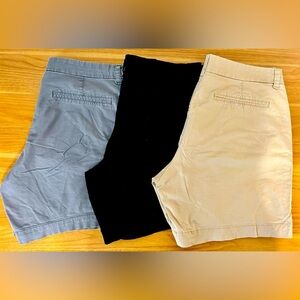 3 Pairs of Old Navy Everyday Shorts Sz 12 Tan Gray Black
